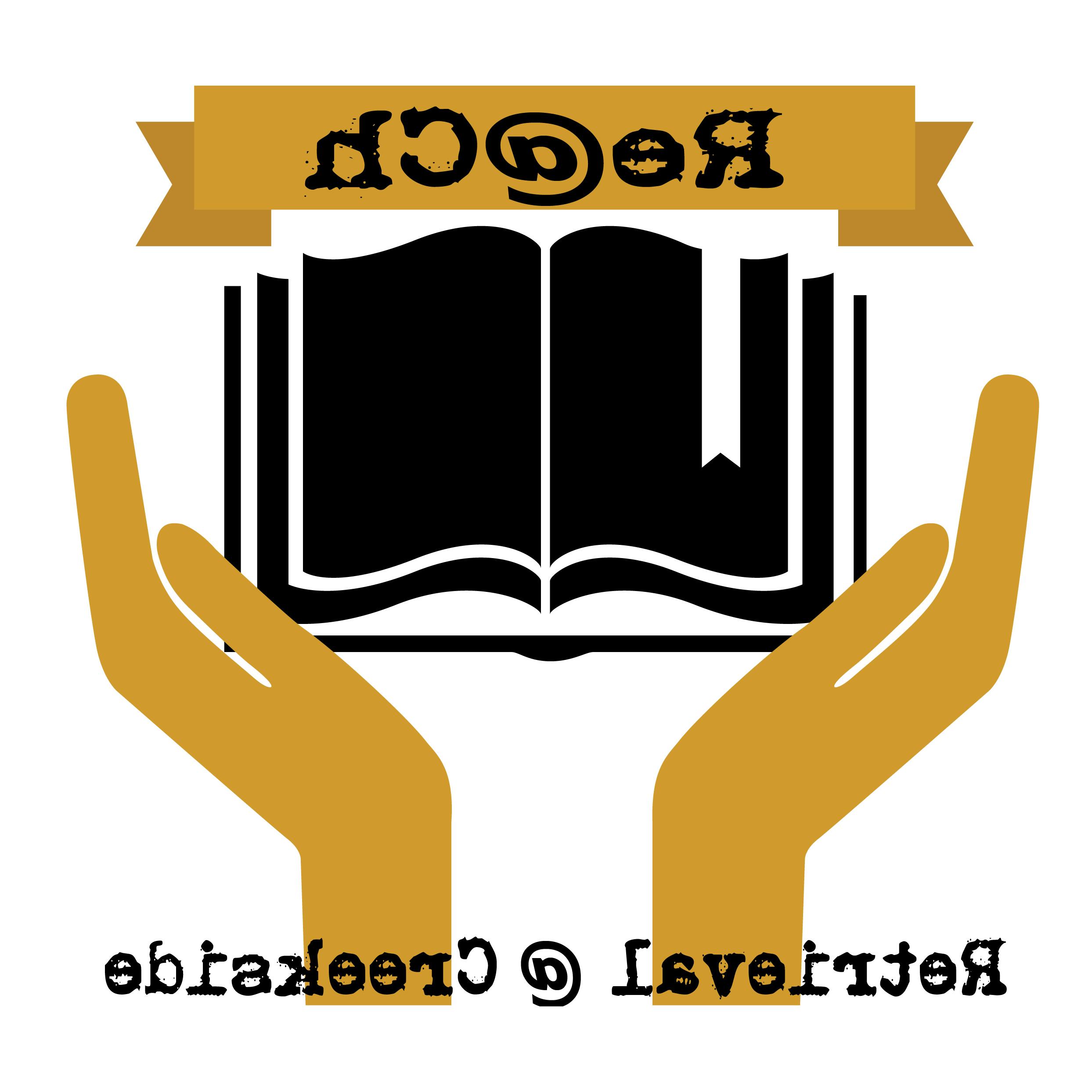 Logo for the book retrieval service, showing two hands holding an open book